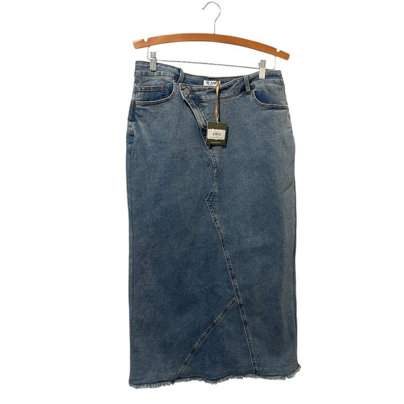 Blank Cross Button Denim Midi Skirt Size Large Brand New - Picture 1 of 6